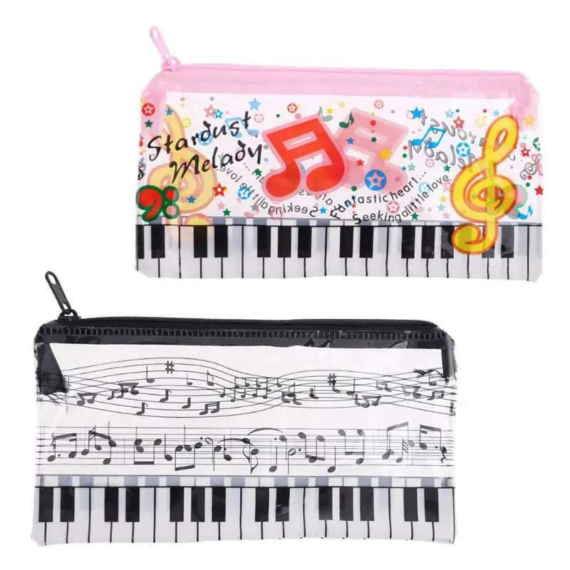 Music Note Piano Keyboard Pencil for CASE Plastic Transparent Pen Bag Student Gi P9JD
