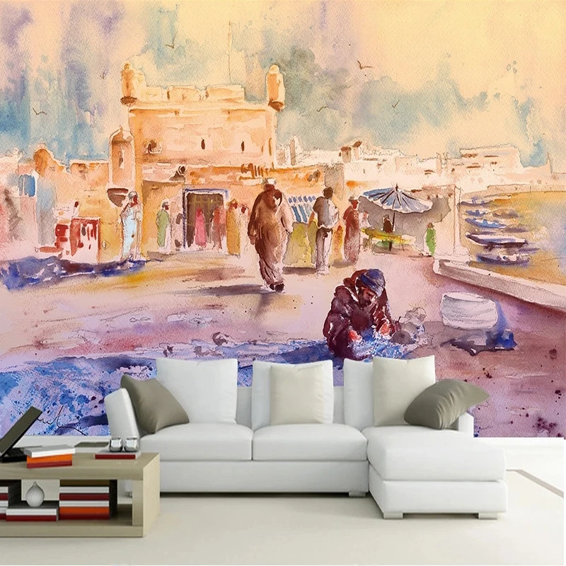 

Custom 3D Wallpaper European Abstract Urban Architectural Figures Watercolor Painting Background Wall Mural Bedroom Home Decor
