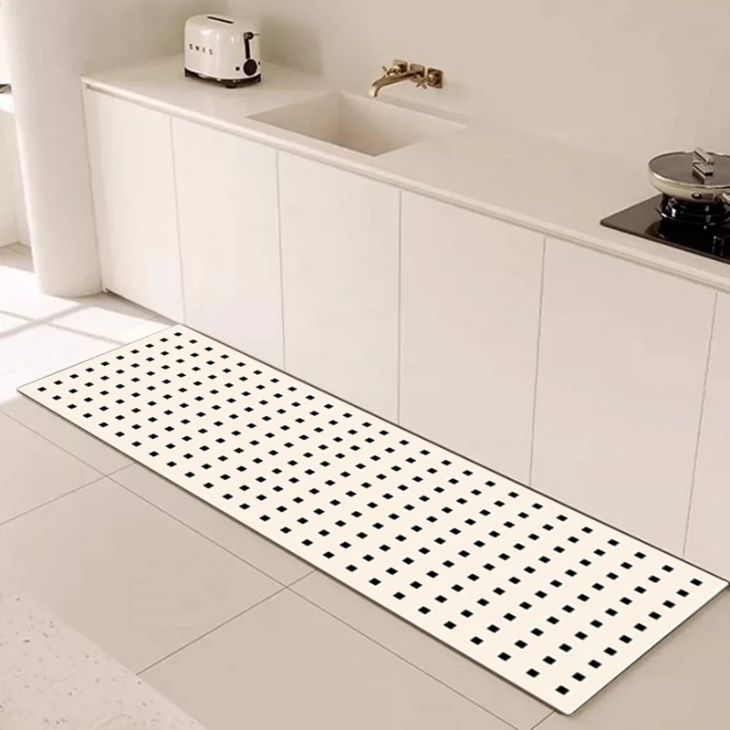 Кухонный ковер в клетку водонепроницаемый маслостойкий напольный коврик из ПВХ