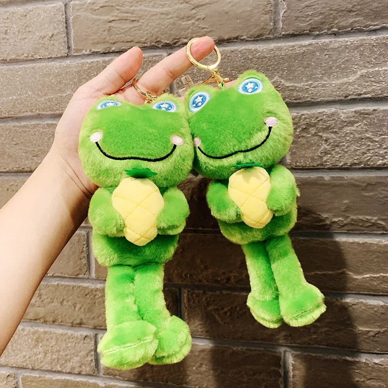 

Green Pineapple Frog Plush Doll Cartoon Animation Keychain Pendant Fashion Coin Bag Ornaments Keyring Lanyard For Keys Gift