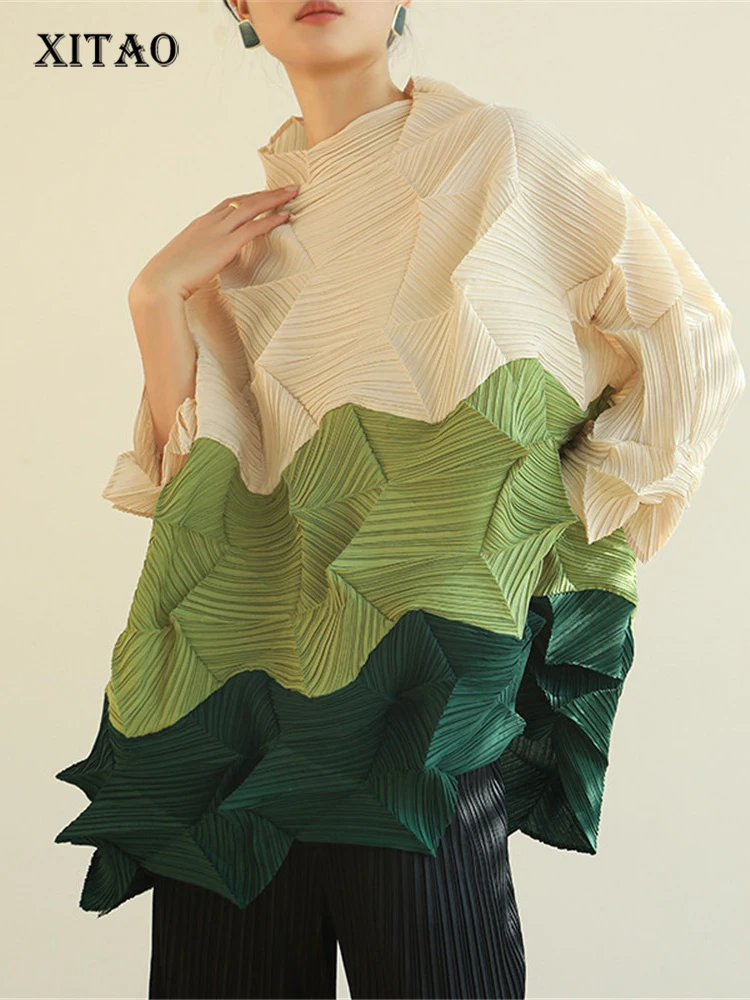 

XITAO Women T Shirt Fashion Full Sleeve Goddess Fan Casual Style Loose 2022 Autumn Small Fresh Patchwork Loose Tee ZY7202