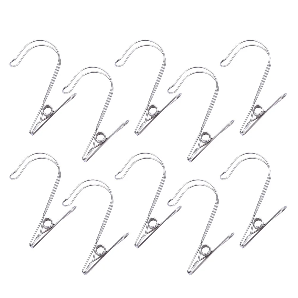 

10pcs Clothes Hanger Socks Hanger Clip Windproof Stainless Steel Clips
