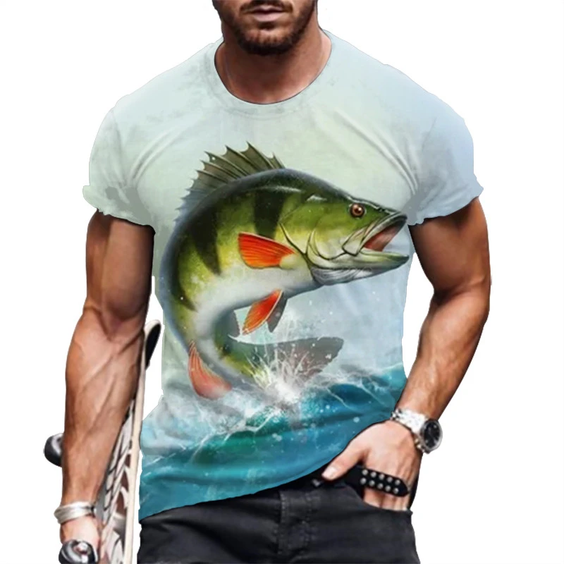 

Fashion Men's Sea Fishing T-Shirt Oversized Breathable Casual Short Sleeve 3D Fish Print Men's 2022 New