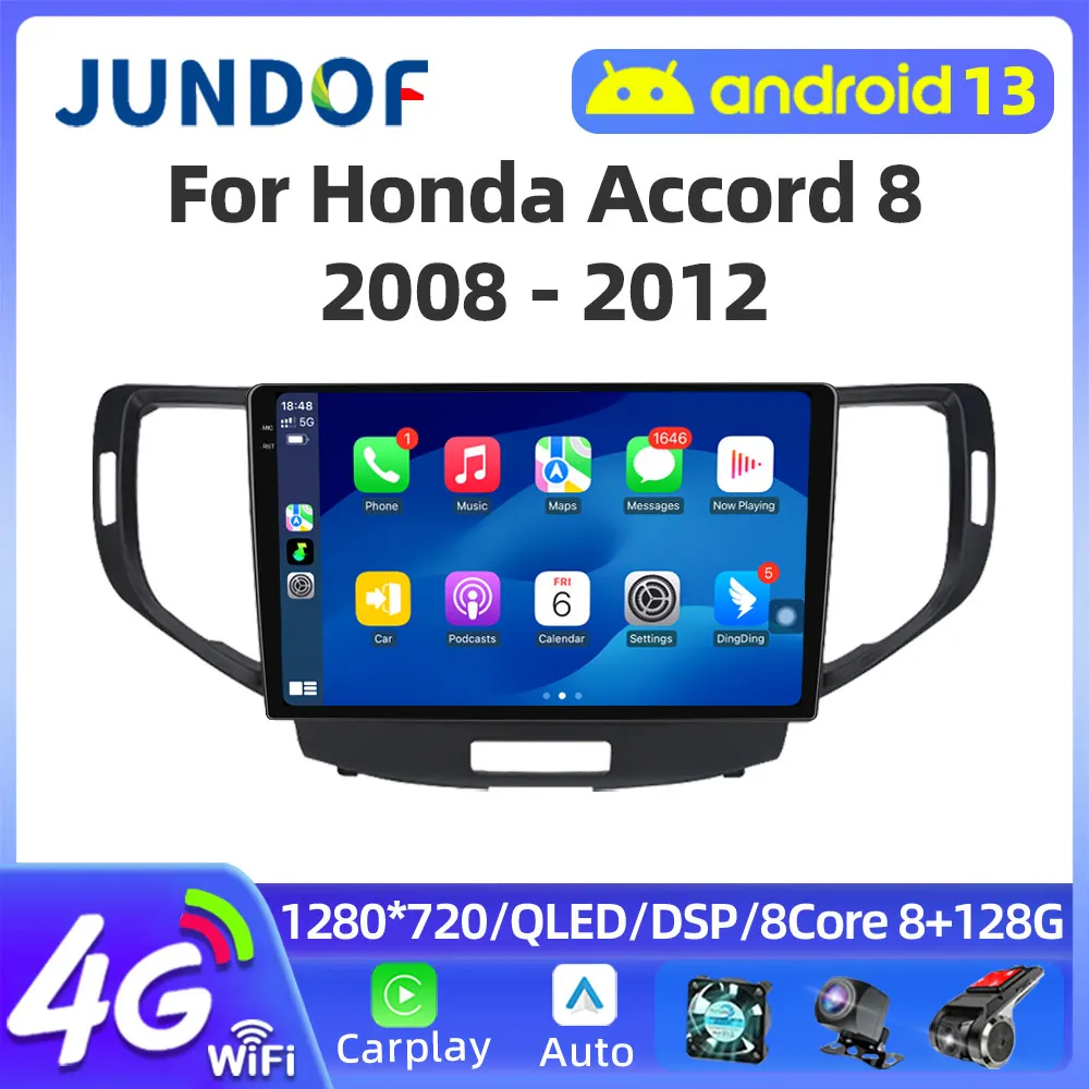 1280*720 QLED беспроводной CarPlay Android авто радио для Honda Accord 8 2008-2012 Wi-Fi автомобильные