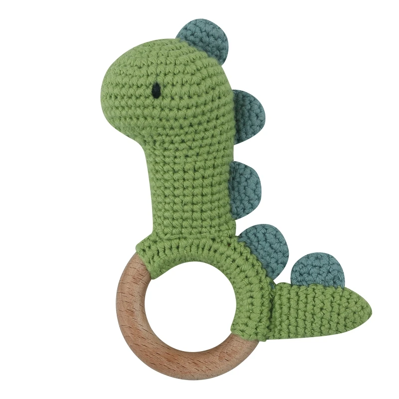 

Baby Rattle Safe Wooden Toys Dinosaur Mobile Pram Crib Ring DIY Crochet Rattle Soother Bracelet Teether Set Baby Product