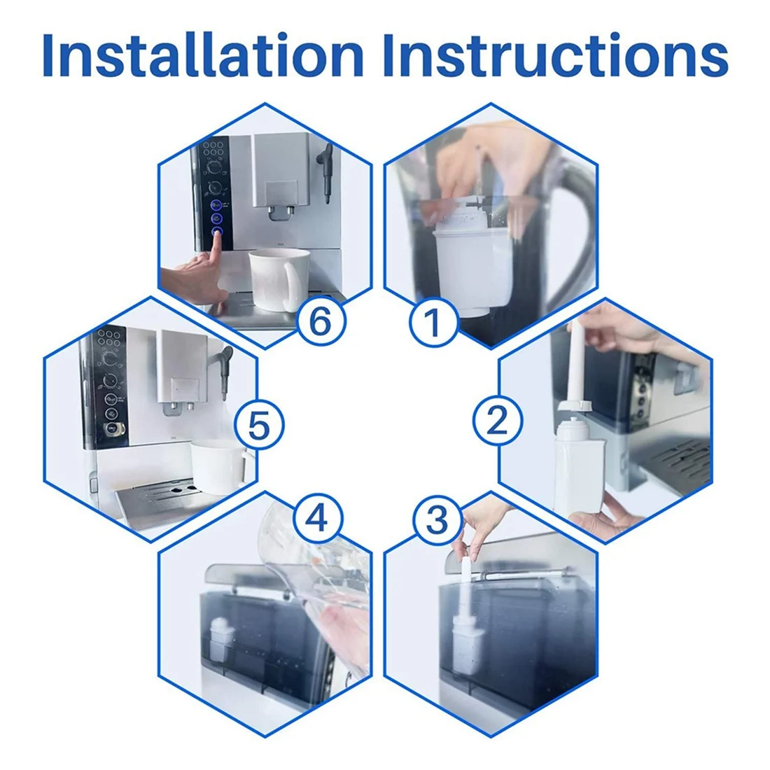 Фильтр для воды кофе 6 шт. подходит серий Siemens EQ TZ70003 TCZ7003 TCZ7033 BRITA Intenza Bosch