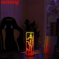 aosong dimmer table lamp rgb atmosphere modern led cube desk light decorative for home