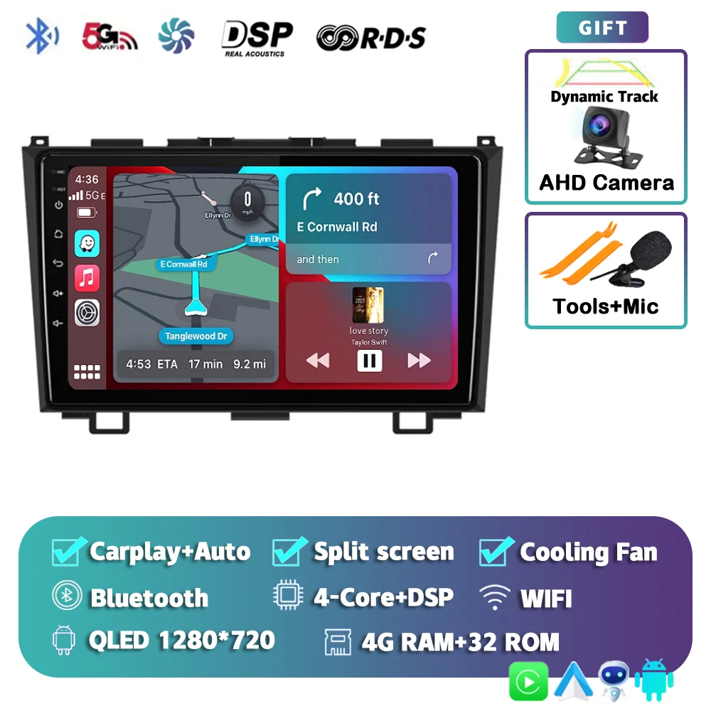 

Автомобильная магнитола Carplay, Android 14, для Honda CR-V 3 RE CRV 2007 2008 2009 2010 2011, мультимедийный плеер с GPS, стерео, головное устройство 2din