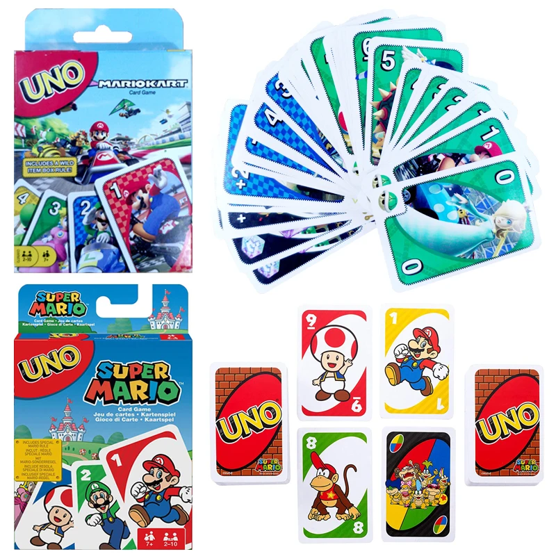 

Super Mario Bros Game UNO Board Game Card Luigi Mushroom Racing Playing Cards Family Funny Entertainment Poker Kids Toys