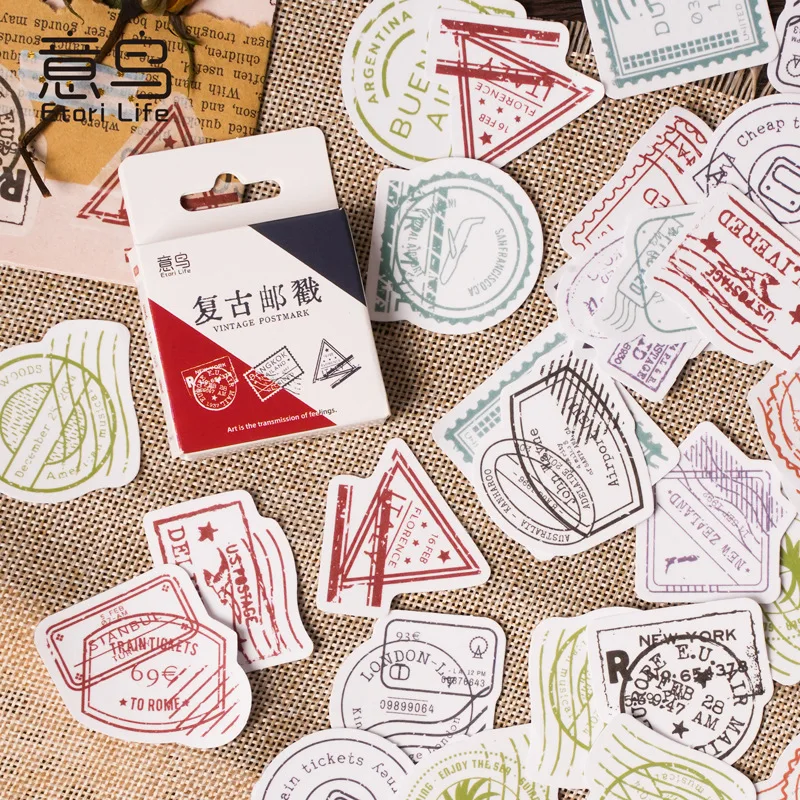 

Etori Life Retro Postmark Style Stickers Self-adhesive Stickers Hand Account Album Items Decorative Sealing Stickers DIY Sticker