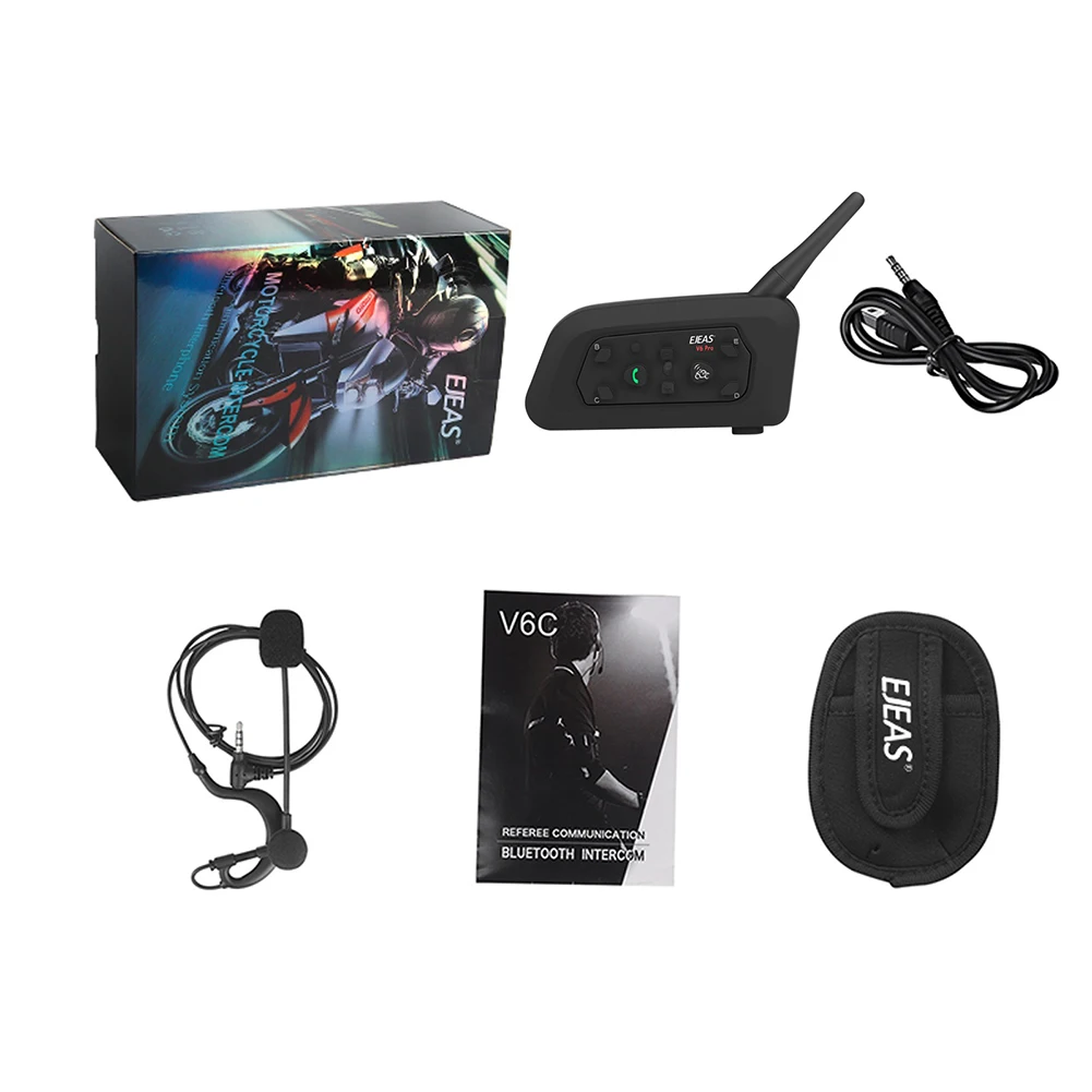 

V6C Bluetooth Motorcycle Helmet Intercom Headset Referee Full Duplex Real Time Call Port Scheduling BT Interphone Communicator