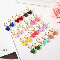 korean version of the new fashion acrylic butterfly shape earrings for women cute sweet pendant girl birthday gift