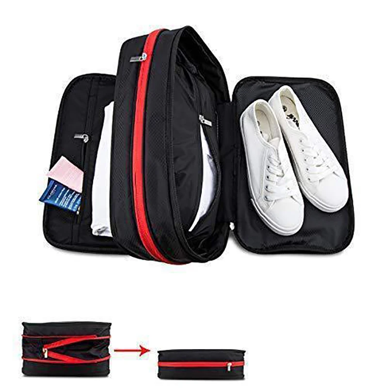 

Travel Compression Packing Cubes Double Layer Portable Pouch Zipper Waterproof Storage Bags for Clothing Shoes Suitcases Bag