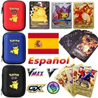 Испанские карты Pokemon 54 шт. держатель альбом с 10 шт. Vmax Gx коробка для карт золотые буквы звёздные металлические карты Charizard