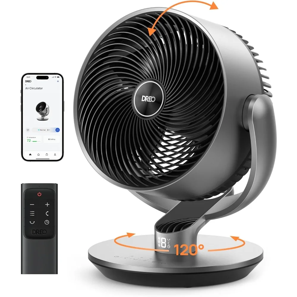 

Dreo умные вентиляторы для спальни, 11 дюймов, 25 дБ тихий комнатный вентилятор постоянного тока с дистанционным управлением, 120 ° + 90 ° вибрирующий вентилятор, 6 режимов, 9 скоростей
