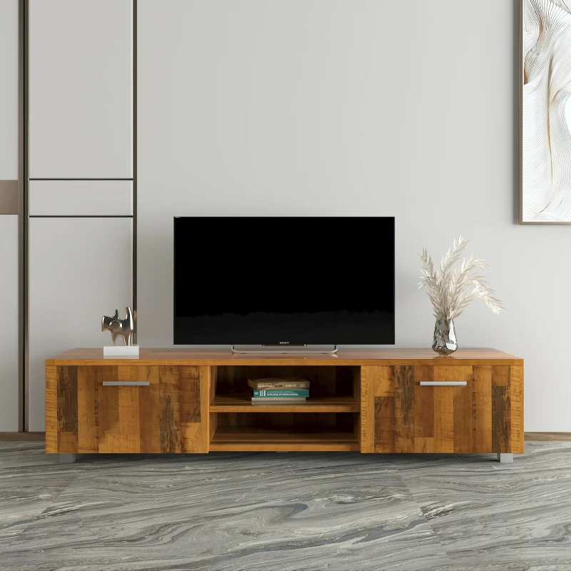 

Modern Latest Design Storage TV stand for Living Room, Wooden Construction, Robust and Durable, Easy to Assemble, Walnut