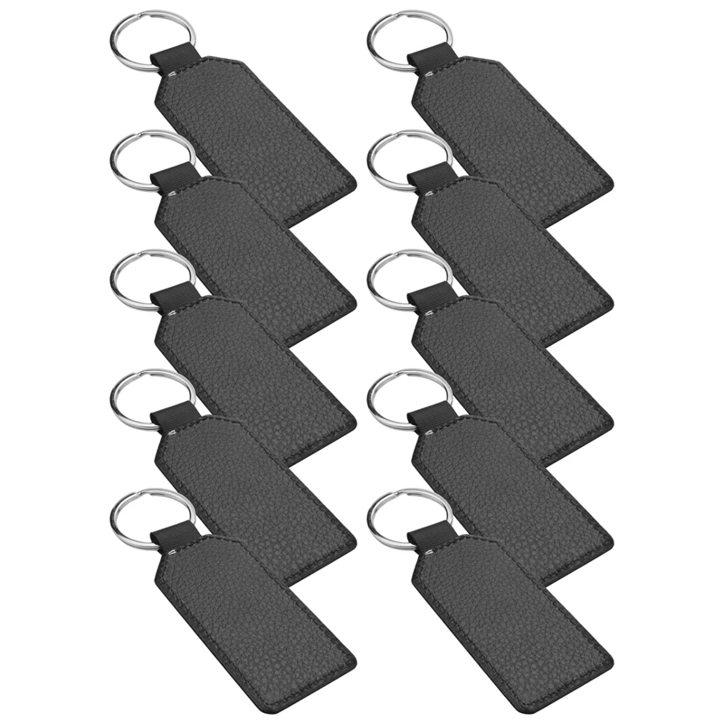 

10 Pack Sublimation Blanks Keychain Glitter PU Leather Keychain DIY Heat Transfer Keyring