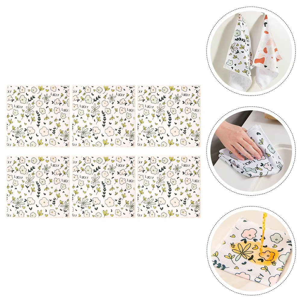 

6Pcs Cleaning Washable Cleaning Towels Duster Cloth Dishcloths for Kitchen Friends Dish Cleaning
