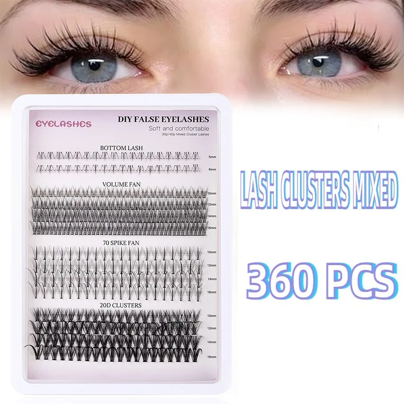 Кластеры ресниц DIY Набор для наращивания 360 шт. Отдельные кластеры D Curl Densy Макияж
