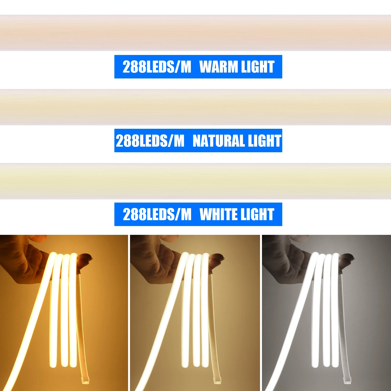 Светодиодная лента Tuya APP Bluetooth COB 220 В с регулируемой яркостью 288 светодиодов/м RA90