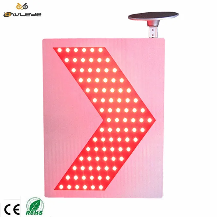 

Rectangle solar power traffic warning sign arrow direction flashing light for highway