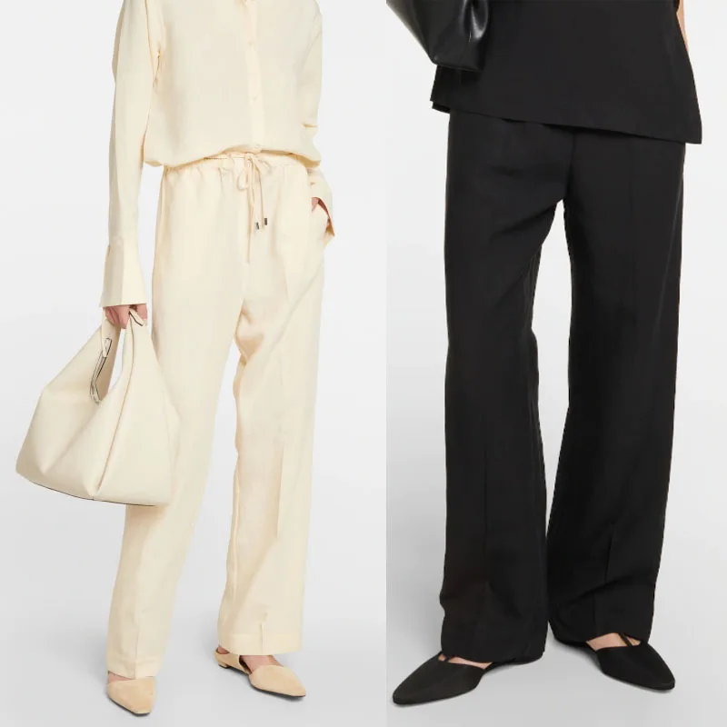 

Women'S Wide-Leg Pants Minimalist Style High-Waisted Trousers Slim Straight-Leg Pants