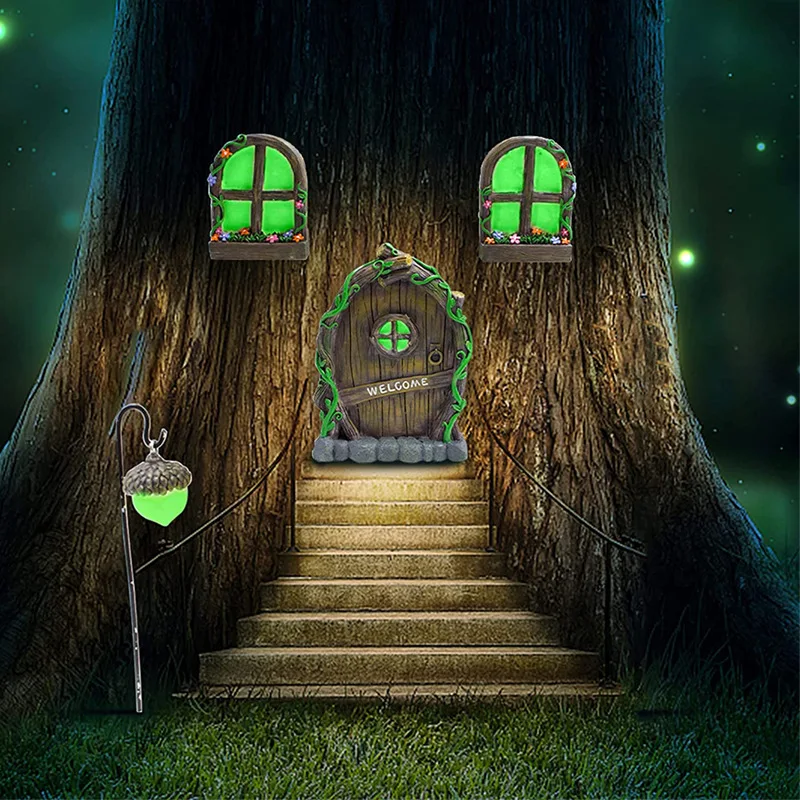 

Fairy Garden Ornaments Outdoor Accessories Door Window Glow In The Dark House