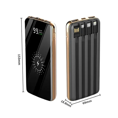 Беспроводное зарядное устройство Qi Power Bank со встроенным кабелем и быстрой зарядкой Powerbank для IPhone14 Samsung S23 Huawei Xiaomi Pover Bank 20000 мАч