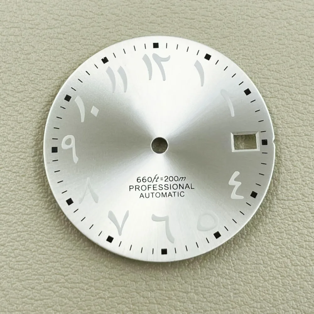 The new NH35 dial diameter 28.5mm with Arabic silver nail sun pattern glossy watch accessories