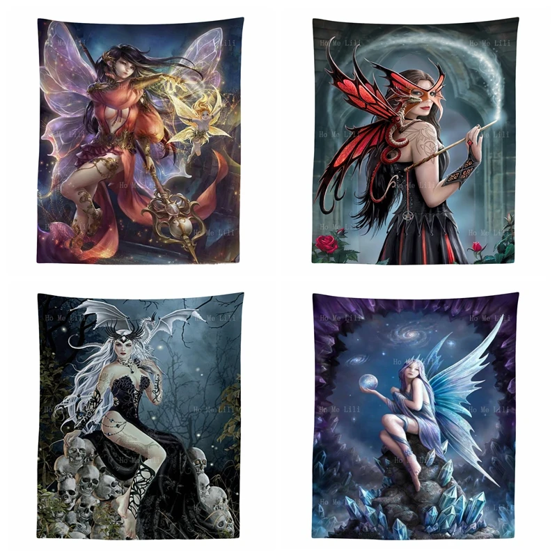 Female Fairy Fantasy Art Demon Mad Queen And Red-haired Witch Beautiful Shadow Elf Gothic Tapestry Wall Decor By Ho Me Lili