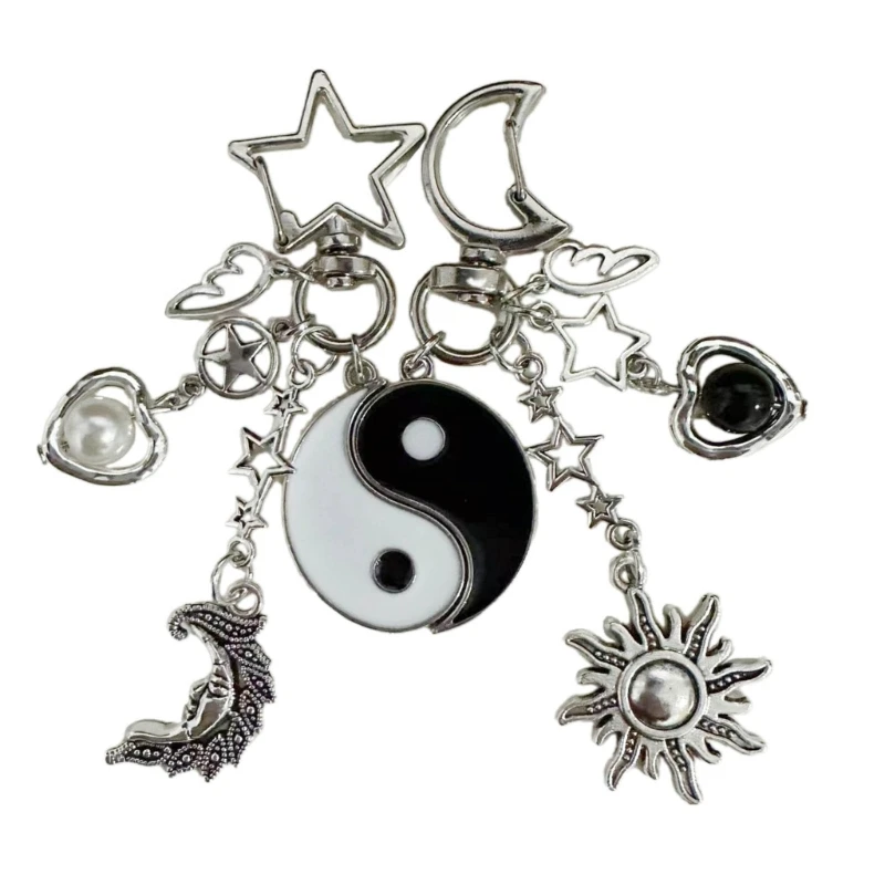 2 шт. брелок с подвеской в ​​виде луны солнца и сердца для пары соответствующий