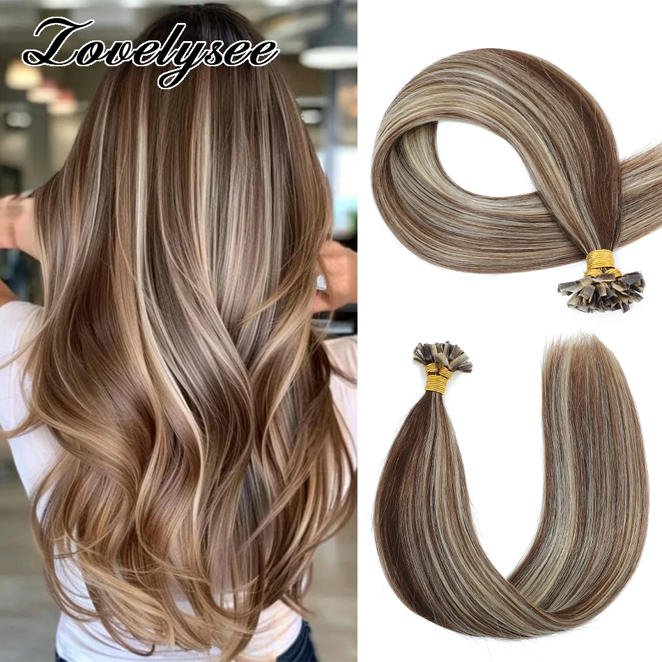 Предварительно скрепленные волосы с V-образным кончиком человеческие прямые