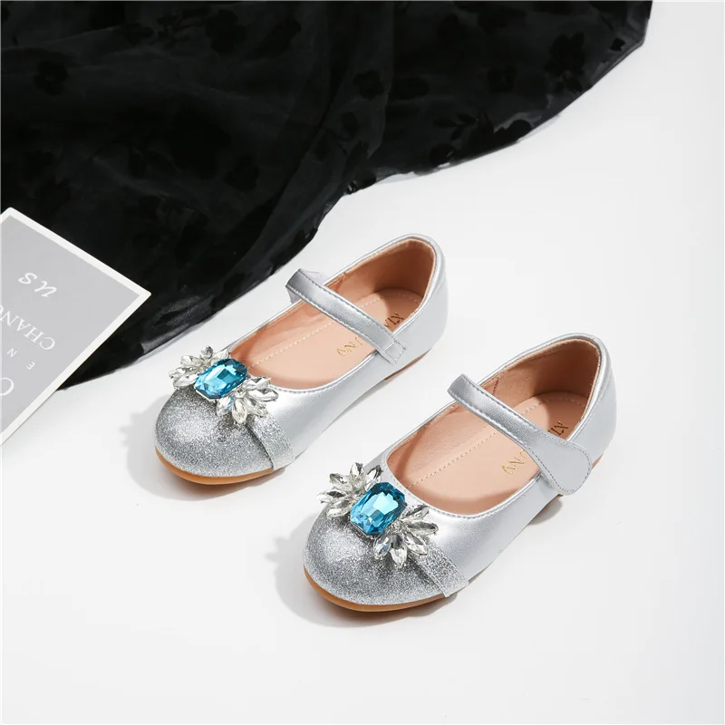Girls Rhinestone Princess Shoes 2022 Spring And Autumn New Children's Sequin Small Leather Shoes Girls enlarge