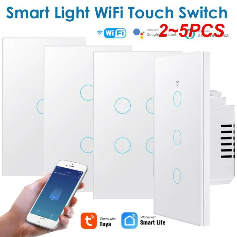 

2~5PCS For Alexa And Google Home Assistant 1/2/3/4gang Wif Smart Switch Voice Control Tuya Light Wall Button Remote Control