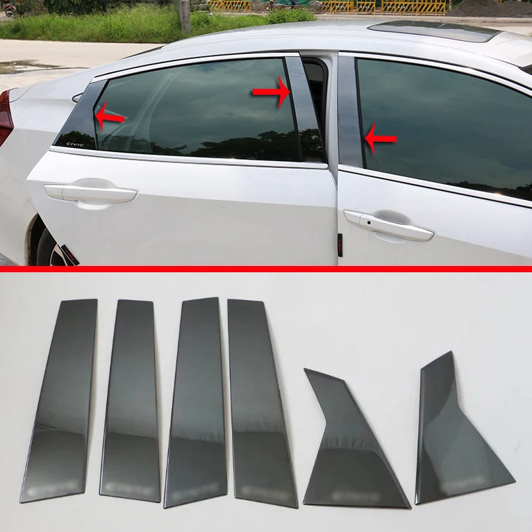 

Черная отделка столба из нержавеющей стали для Honda Civic 2016 2017, автомобильные аксессуары, наклейки