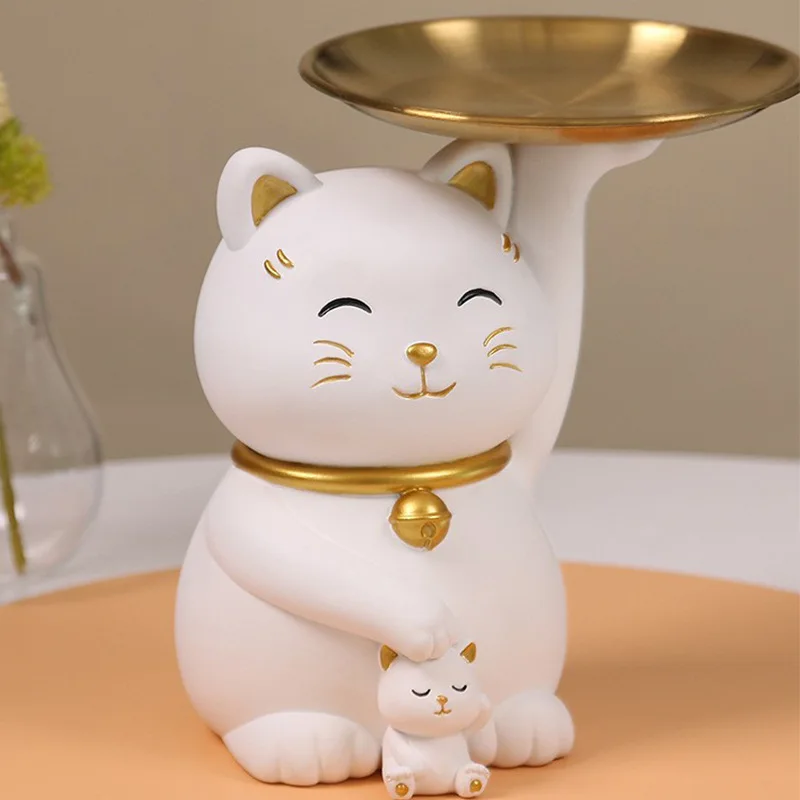 Practical and Beautiful Charm Cat Fruit Tray Storage Ornaments Key Table Table Wine Cabinet Office Decorations Housewarming Gift