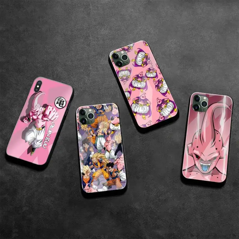

Anime Majin Buu Phone Case Tempered Glass For iPhone 13 12 Mini 11 Pro XR XS MAX 8 X 7 Plus SE 2020 cover