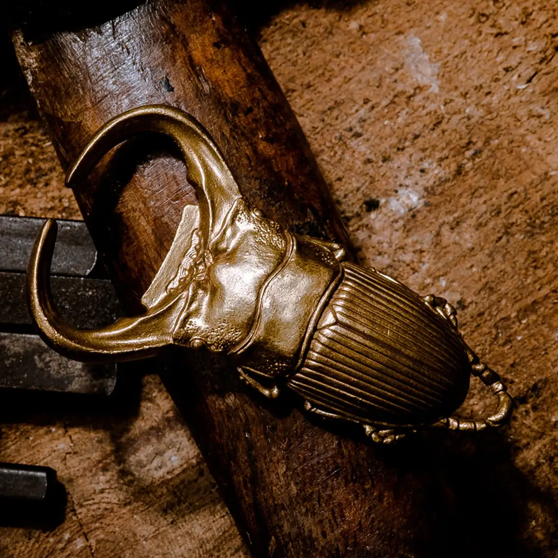 

Stag Beetle bottle opener solid brass pendant key chain EDC charm Gothic and punk accessory Men gift Father gift husband gift