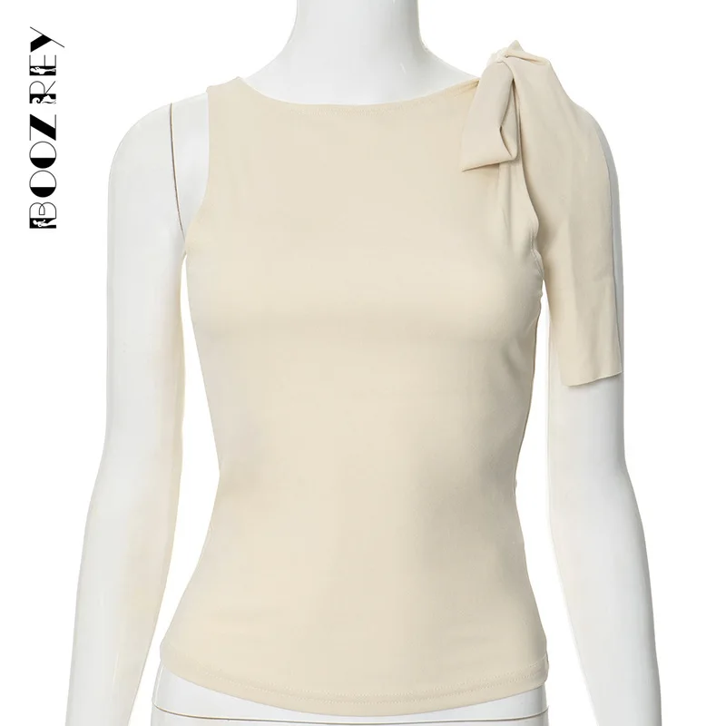 BoozRey 2024 модный бандажный укороченный Топ для женщин белый без рукавов Тонкий