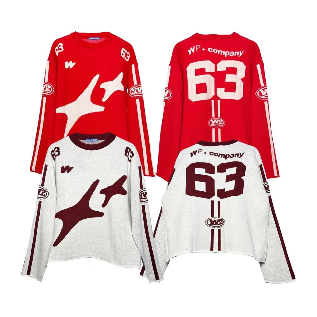 Y2k зимний пуловер с длинными рукавами и круглым вырезом уличный вязаный