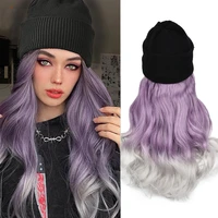 beanies hat wigs synthetic long straight wig with knitted hats warm soft fashion autumn winter cap hair wig knit hat wig