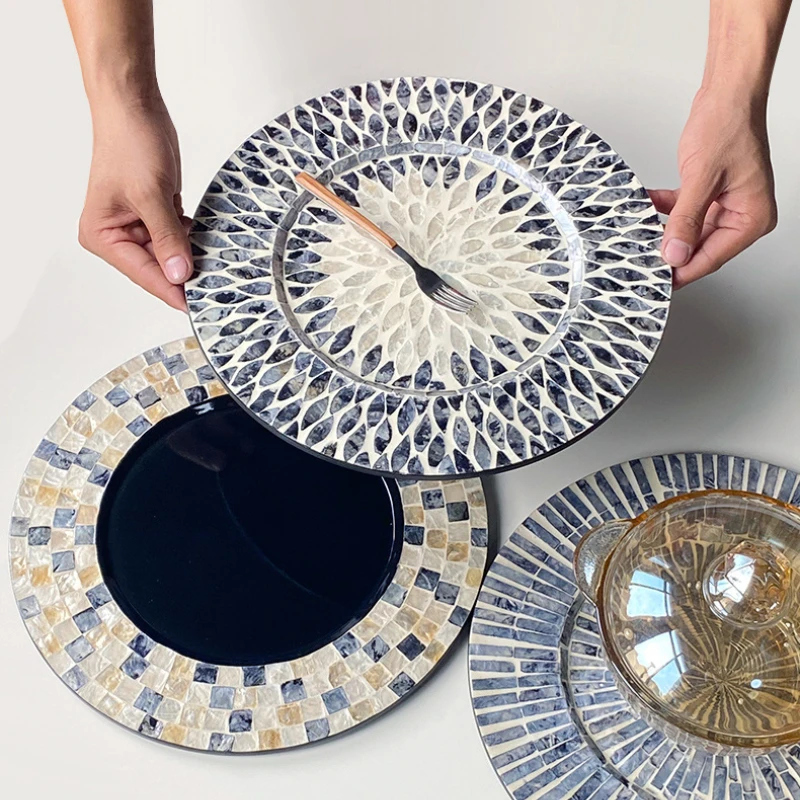 

Senior Luxury Dining Plate Creative Shell Colorful Home Living Room Coffee Restaurant Main Dish Western Food with Large Plate