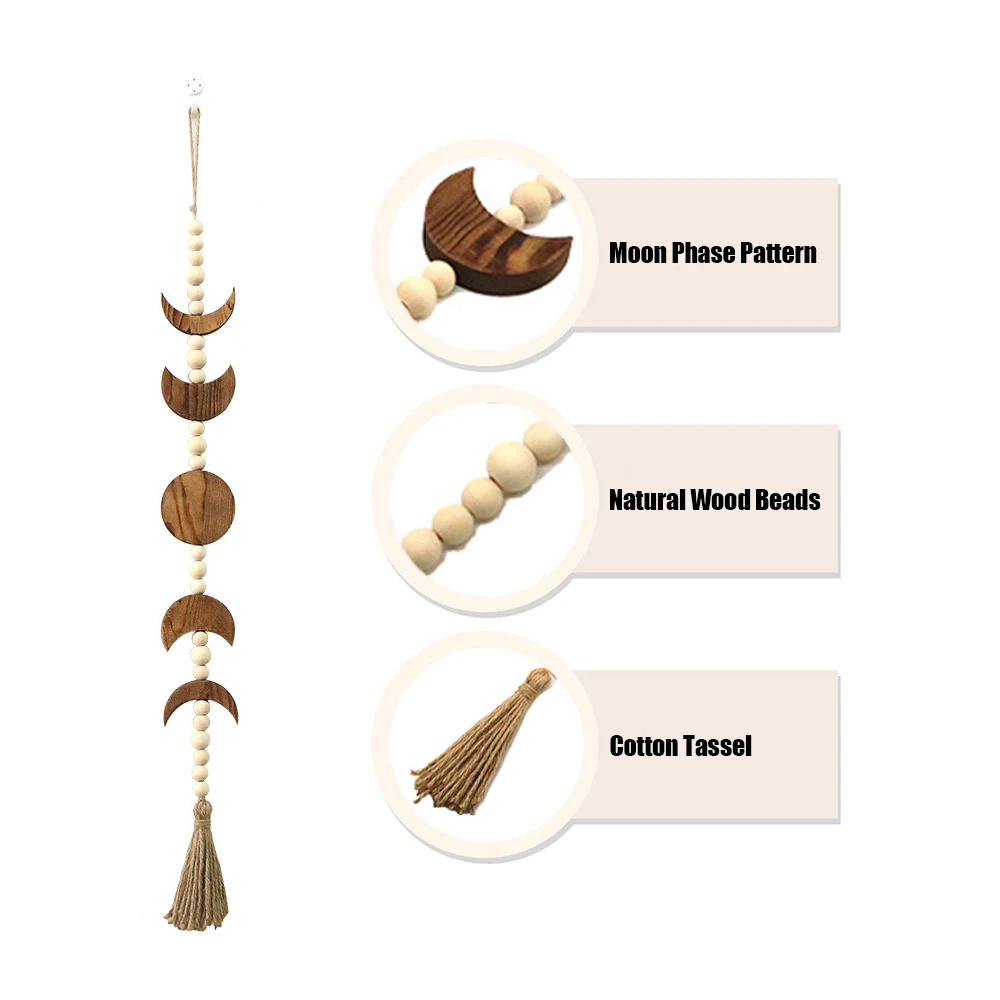 Настенная висячая гирлянда с изображением дерева и Луны бусинами в стиле бохо