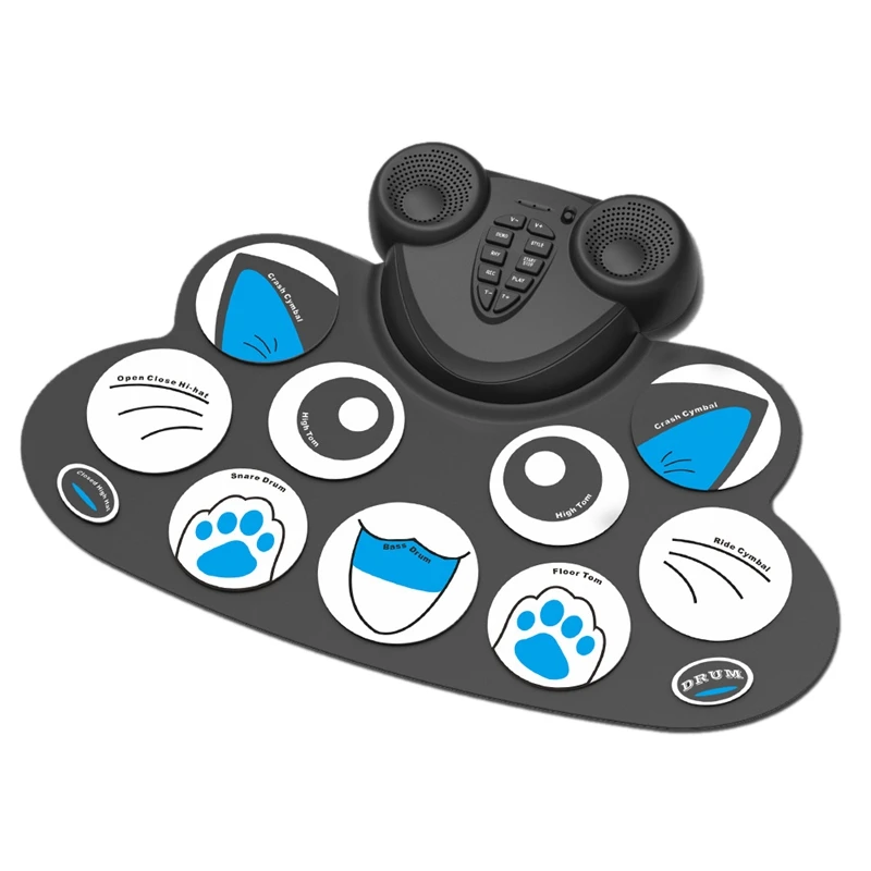 

Portable Reel Electronic MIDI Drum Kit Kit 9 Pad Built-in Speaker for Indoor Electronic Music Practice
