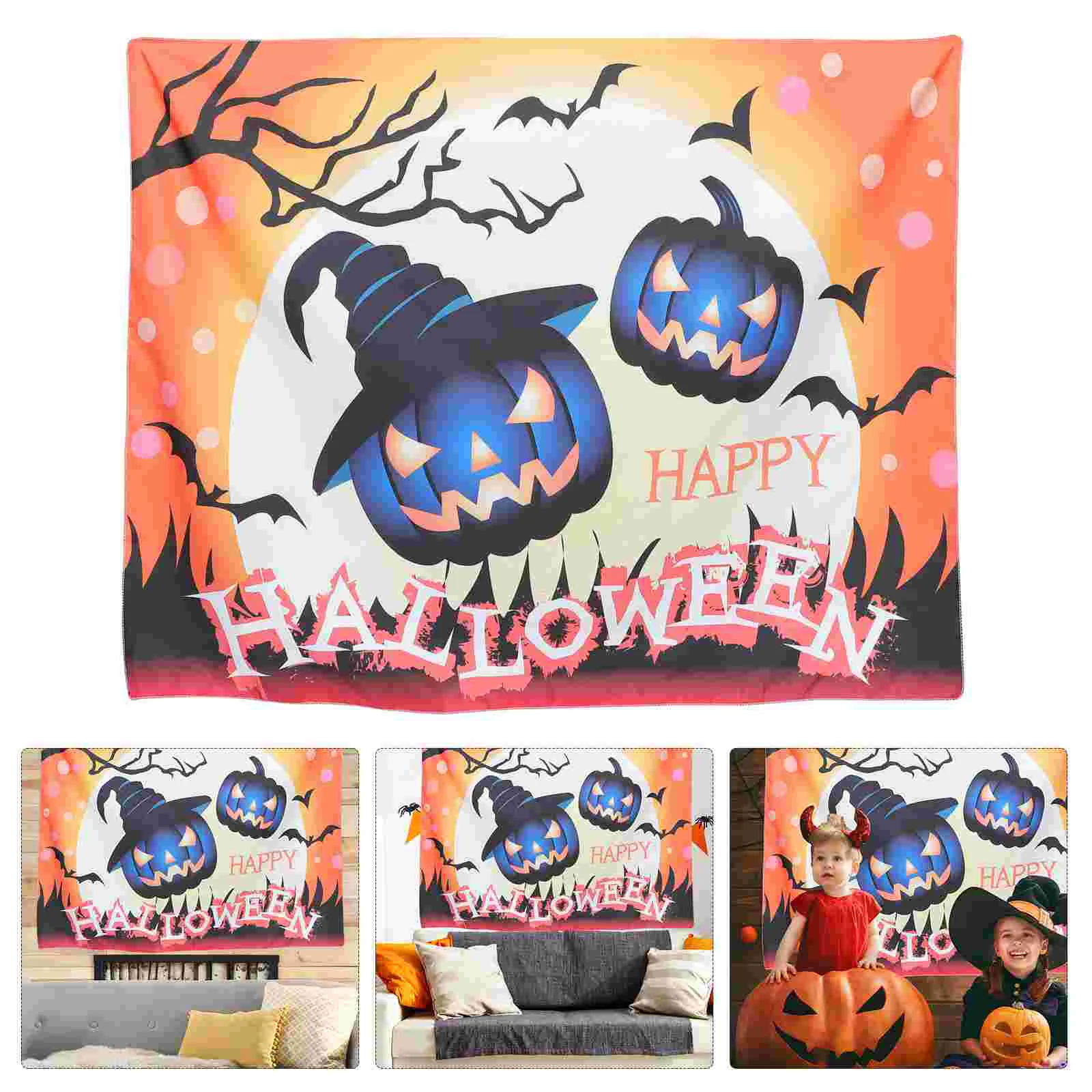 

Happy Backdrop Pumpkin Backdrops Photography Backdrop Scary Pumpkin Photo Backdrop for Photography Forest Cemetery