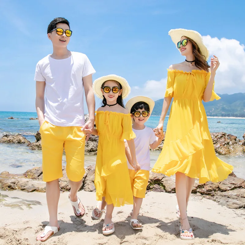 Семейная пляжная подходящая одежда для отпуска праздничные платья дочери и мамы