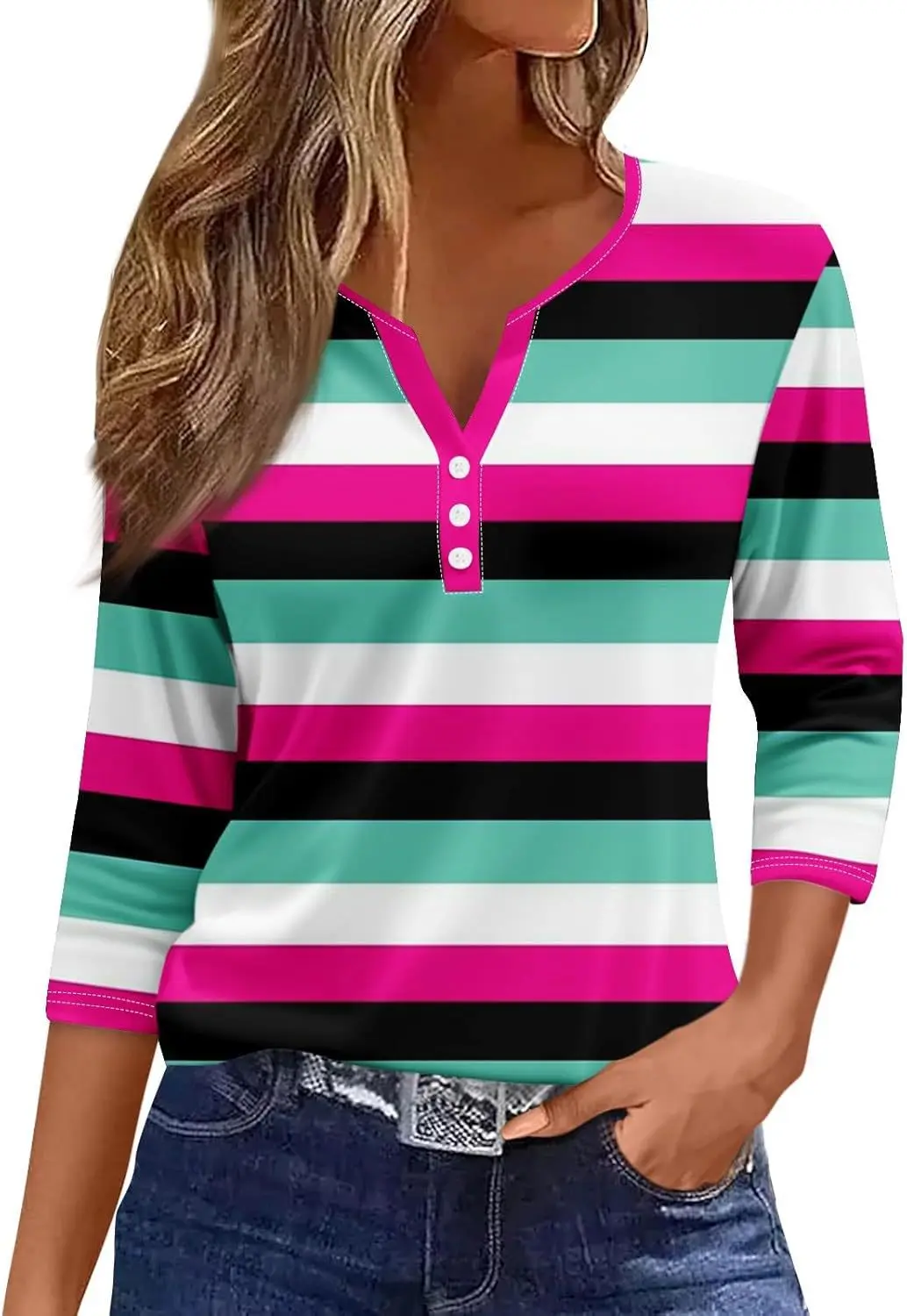 Цветной блокирующий полосатый цифровой Солнцезащитный Женский Летний рукав