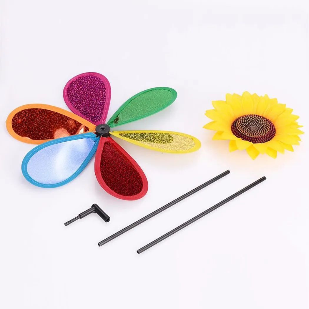 

1 Pcs Sunflower Windmill Pinwheel Colourful Sequins Foldable Windmill 64*28*1CM Carry Camping Picnic Home Garden Decoration