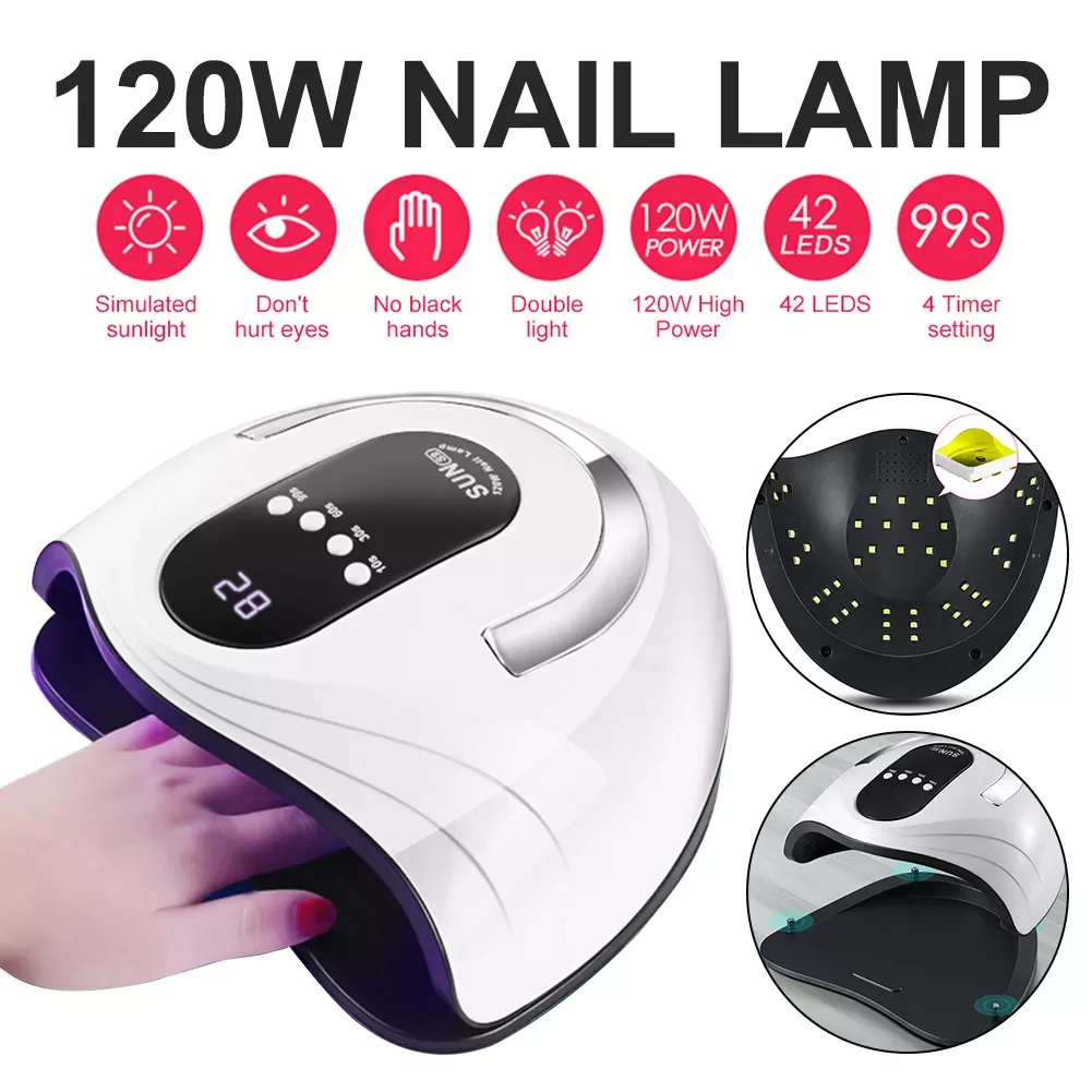 

NEW2023 120W Nail Drying Lamp Fast Drying UV/LED Nail Lamp Manicure Phototherapy Light For Various Polish Nail Art Tool