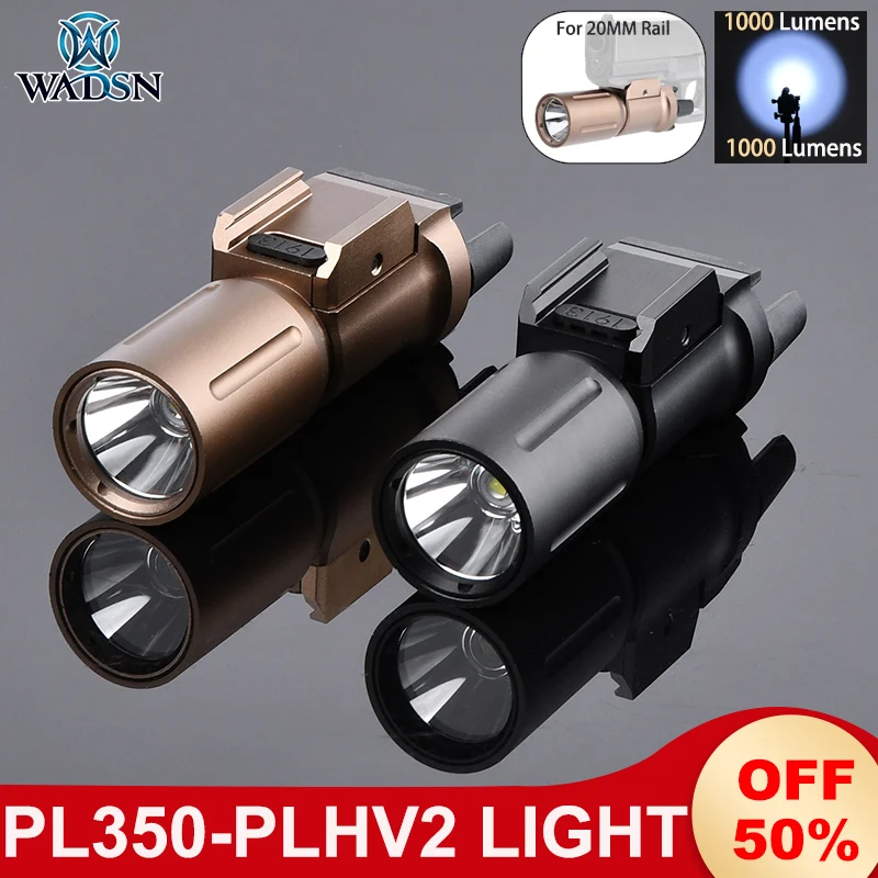 

WADSN PL350 Pistol Light Modlit PLHv2 Flashlight PL350-PLHv2 Tactical Weapon Spotlight 1000 Lumen High Power Hunting Scout Light
